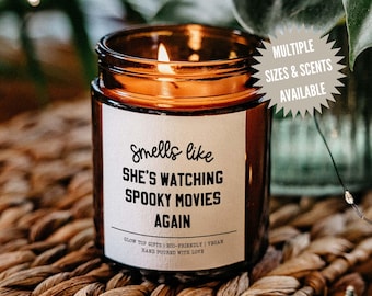 Bougie, Bougie d'Halloween, Bougie d'automne aux épices et citrouilles, Cadeau pour amateur de films d'horreur, Cadeau d'Halloween