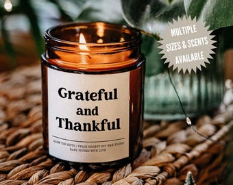 Grateful and Thankful Candle Gift, Thank You Gift, Appreciation Gift, Teacher Appreciation Gift, Thanksgiving Candle, Hostess Gift for Her