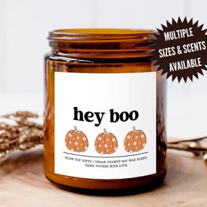 Hey Boo Cute Fall Candle, Halloween Candles, Halloween Gifts, Halloween Decor, Pumpkin Spice Candle, Gift for Girlfriend, Halloween Candle