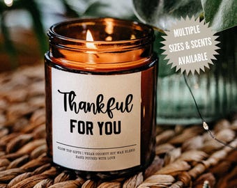 Thankful For You Candle Gift, Thank You Gift, Appreciation Gift, Teacher Appreciation Gift, Thanksgiving Candle, Hostess Gift for Her