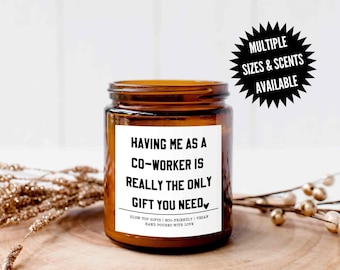 Funny Co-Worker Gift, Gift for Coworker, Scented Jar Candle Gift, Sarcastic CoWorker Gift, Birthday Gift for Coworker, Christmas Gift