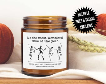 Dancing Skeleton Halloween Candle, Skeleton Halloween Decor, Funny Halloween Candle, Fall Scented Candle, Halloween Skeleton Decor