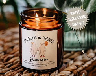 Personalized Halloween Candle for Couple, Custom Halloween Gift, Fall Candle, Cute Ghost Candle, Gift for Boyfriend, Gift for Girlfriend