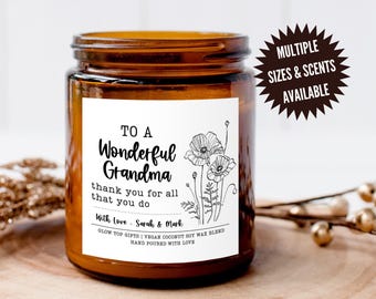 Aangepast Moederdagcadeau voor oma voor Moederdag, sojakaars, gepersonaliseerde Moederdagkaars, cadeau voor oma, oma Moederdag