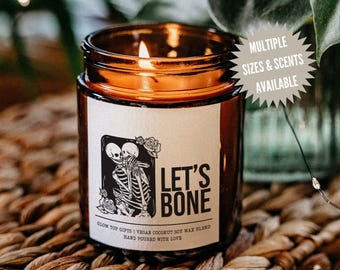Funny Halloween Candle, Let's Bone Skeleton Halloween Candle, Halloween Gift for Her, Halloween Decor, Halloween Gift for Him, Fall Candle