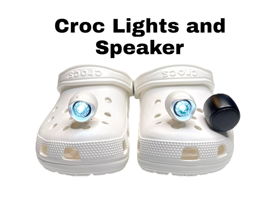 Two Rechargeable Croc Lights and Croc Speaker Bundel, Croc Charms, Croc