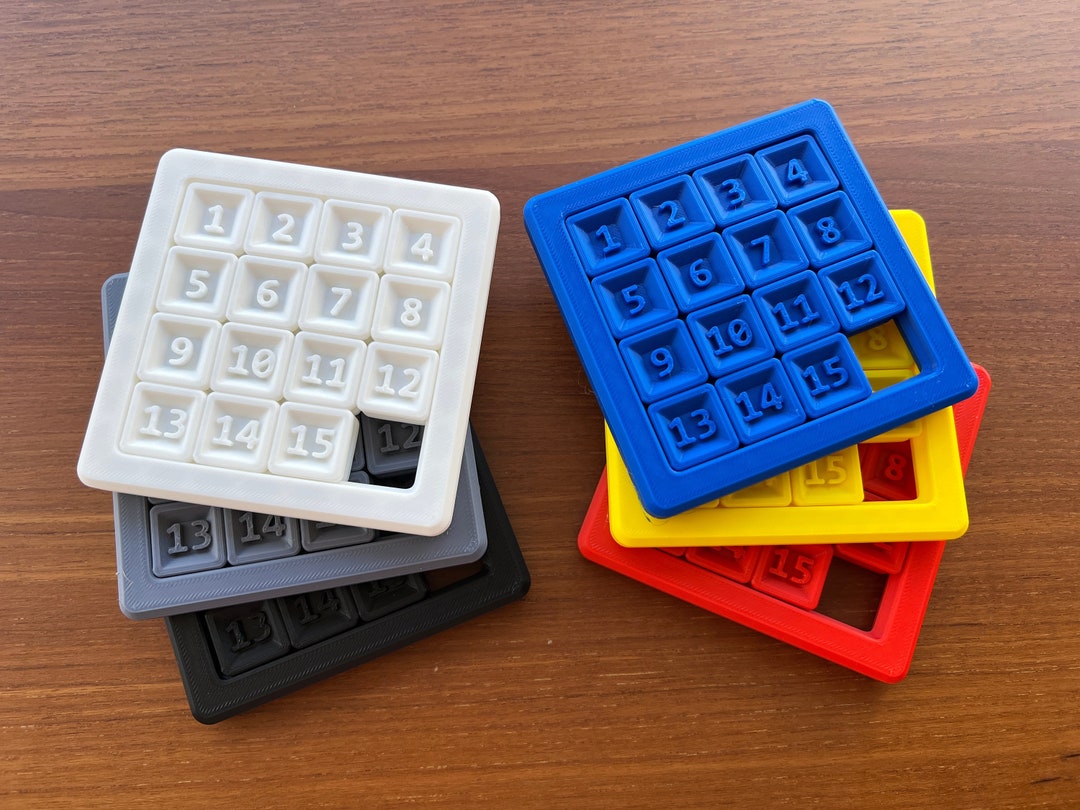 Sliding Number 15 Puzzle 4x4 Classic Brain Teaser Game 3D Printed 15