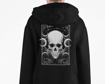 MoonlitMacabre // Unisex Pullover Hoodie, Black Metal Hoodie, Alternative Nu Goth Hoodie, Gothic Witchy Hoodie