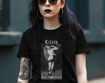Lilith Mother of Demons Premium Unisex Tshirt, Dark Feminine Tee, Feminist T shirt, Dark Goddess Top, Lilith Painting Tshirt, Occult Tee