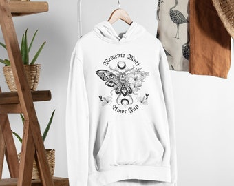 Sudadera con capucha de polilla de calavera: ropa alternativa gótica Memento Mori