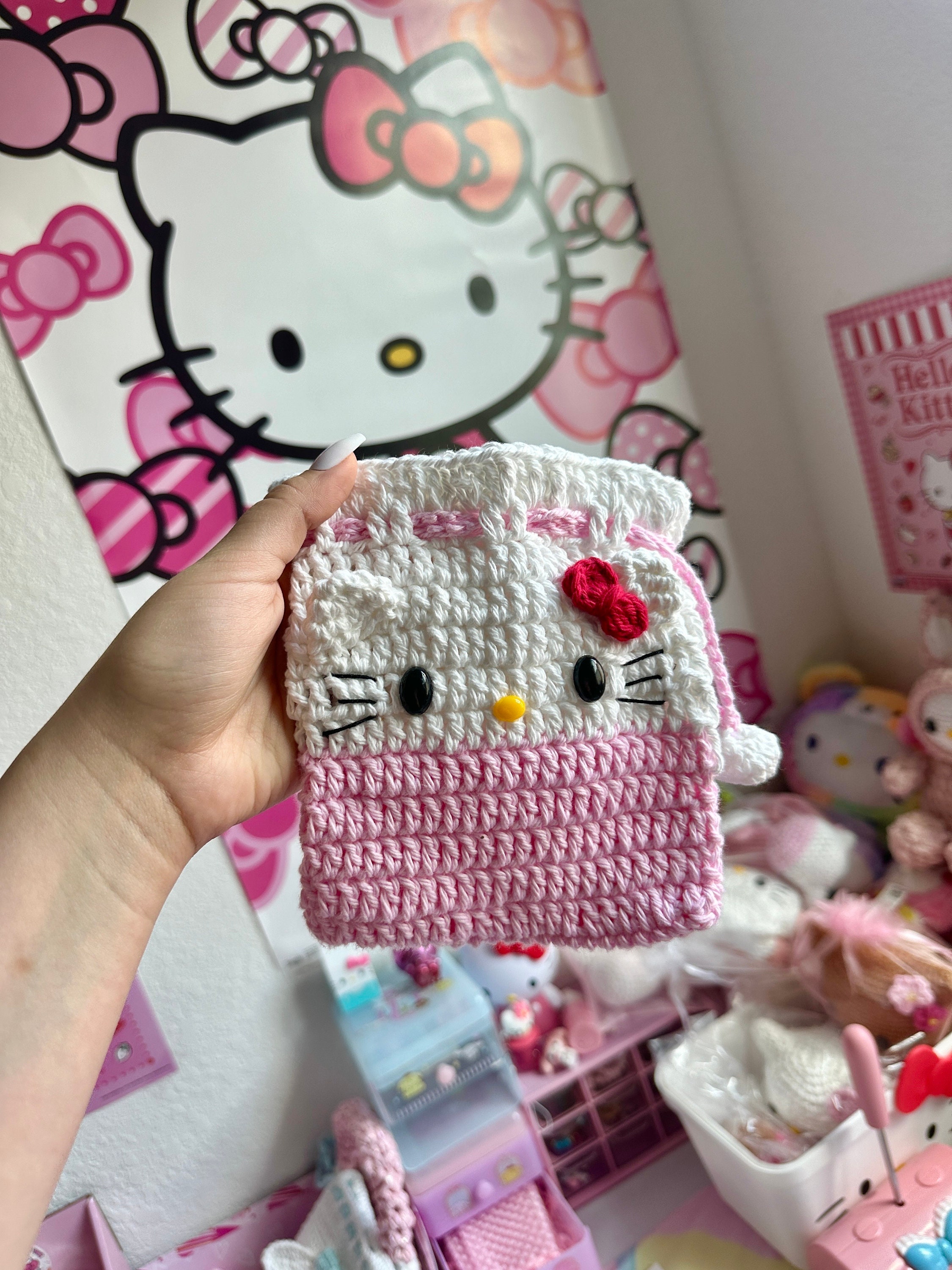 Hello Kitty Crochet Pouch Sanrio - Etsy