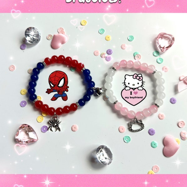 Hello Kitty and Spiderman Matching Bracelets