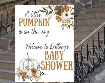Fall Baby Shower Sign, A little pumpkin, Baby Shower Welcome Sign, Fall, Pumpkin, Autumn, Gender Neutral Baby Shower Decorations,