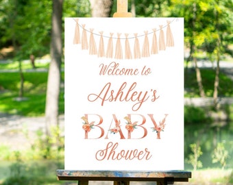 Boho Baby Shower Sign, Boho Welcome Sign, Girl Baby Shower, Baby Shower Decorations, Poster, Canvas or Foam Board, Personalized Welcome Sign