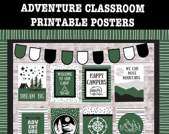 Adventure Classroom Printable Posters, Camping Bulletin Board, Classroom Posters, Adventure Posters, Bulletin Board Printable Kit,
