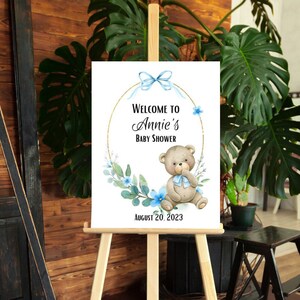 Teddy Bear Welcome Sign, Baby Shower Welcome Sign, Baby Boy Shower, blue teddy bear, baby shower decorations, baby shower sign, baby boy