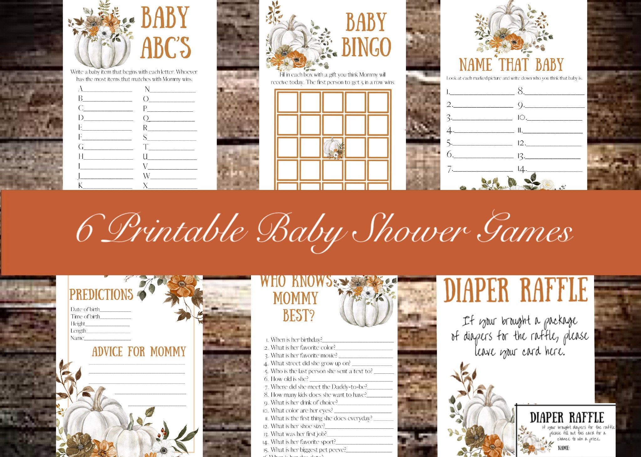 Printable Baby Shower Games, Fall Baby Shower, Little Pumpkin Baby ...