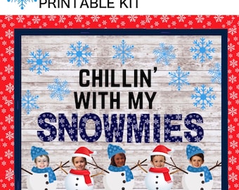 Winter Bulletin Board Printable Kit, Chillin’ with my Snowmies class bulletin board, snowman bulletin board, classroom door, class decor
