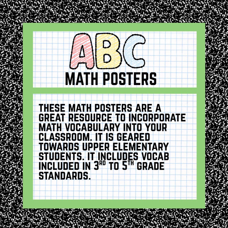 ABC Math Reference Posters for Upper Elementary, 3rd Grade, 4th Grade ...