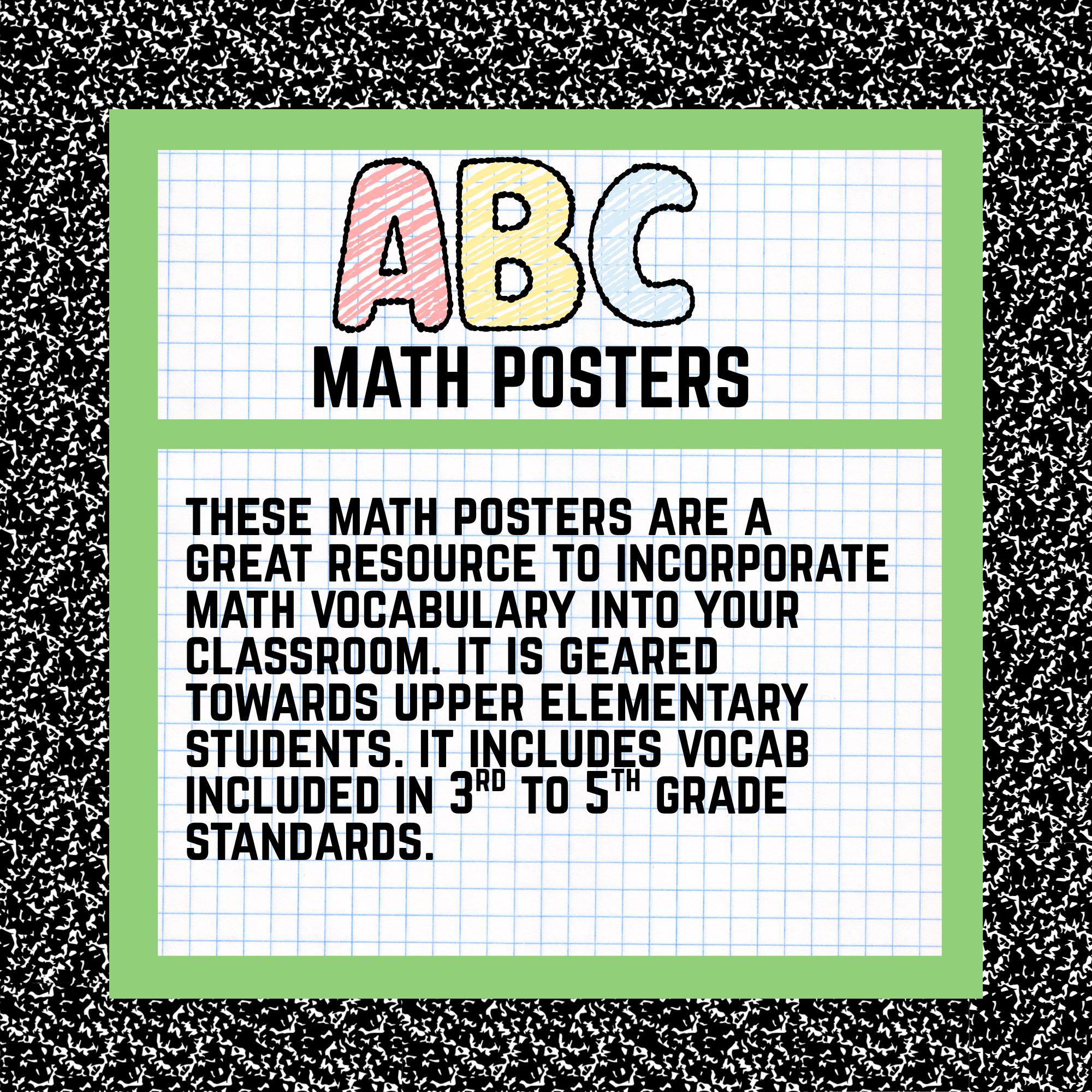 Abc Math Hoek ABC Math Reference Posters for Upper Elementary, 3rd Grade, 4th Grade ...