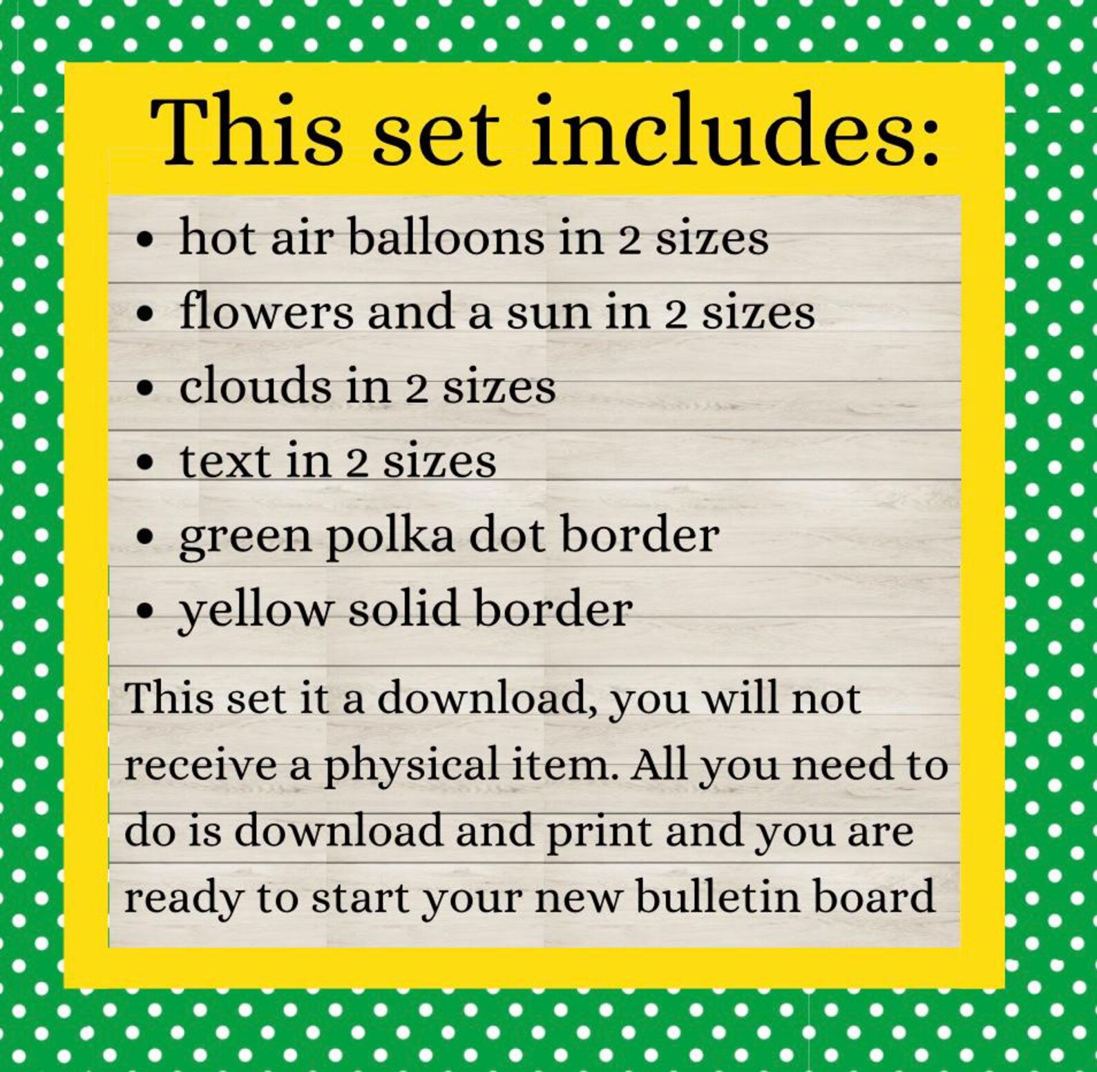 Spring Bulletin Board Printable Kit, Classroom Door, Hot Air Balloon ...
