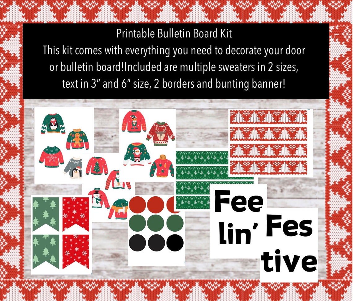 Winter Bulletin Board, Christmas Sweater Bulletin Board, December ...