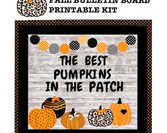 Kit de tablón de anuncios de otoño, Boletín de Halloween, Decoración de otoño en el aula, Las mejores calabazas del parche, Puerta de clase, Tablón de anuncios de clase, Otoño