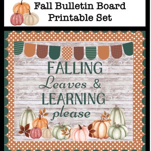 Herbst Pinnwand Kit, druckbare Pinnwand Set, Herbst Klassenzimmer Dekorationen, Klassenzimmer Tür, Fallende Blätter und Lernen bitte