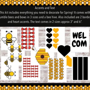 Spring Bulletin Board Printable Kit, Classroom door, Bumble Bee Bulletin Board, Welcome to Our Hive Class printables, bumble bee classroom image 2