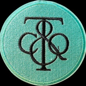 Small TCQ Monogram Iron On Patch 3/4" Teal Blue Embroidered Applique for DIY Fashion, Mini Designer Inspired Logo Patch for Hats & Jackets
