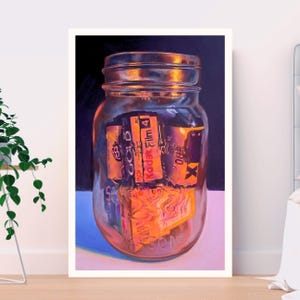 Stillleben Kunstdruck | Nostalgische Retro Film Fotografie Dekor | Mason Jar & Kodak Gold Acryl Kunst | Kunst by Teresa Treen - 28x43 cm