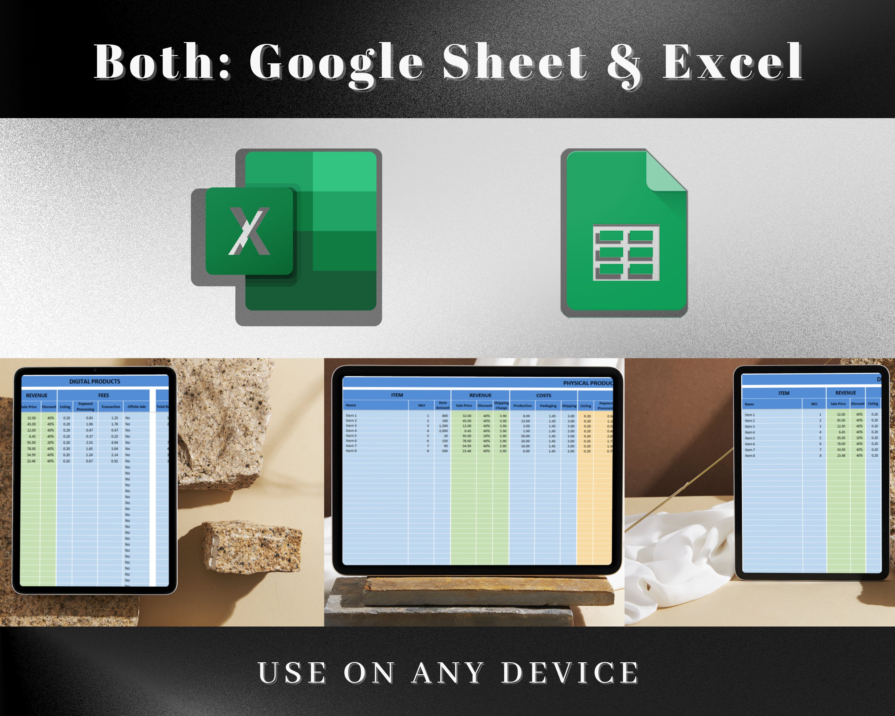 Etsy Profit Calculator for Etsy Sellers 2in1 Digitalphysical Products Google Sheets & Excel