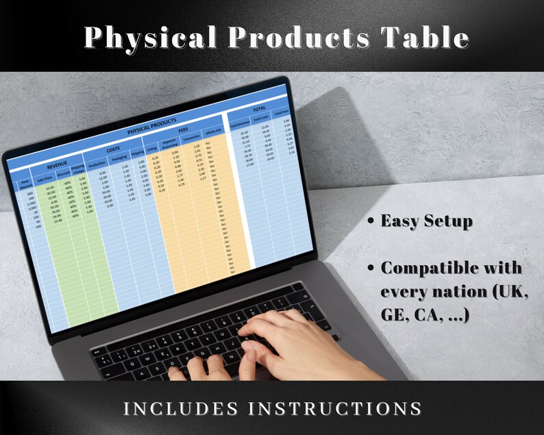 Etsy Profit Calculator for Etsy Sellers 2in1 Digitalphysical Products Google Sheets & Excel