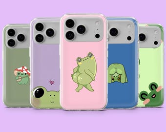 Cute Frog Phone Case Kawaii Toad Cover for iPhone 17, 17Pro, 16, 15, 14, 13, 12, Samsung S25, S24, S23, S22Fe, A56, A16, A36, Pixel 10, 9Pro