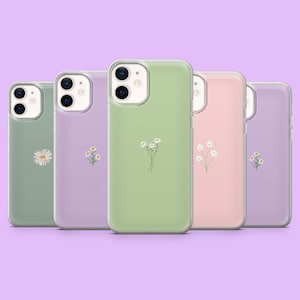Custodia per telefono minimalista verde, semplice custodia floreale primaverile per iPhone 16, 15, 14, 13, 12, Samsung S25, S24Fe, S23, S22, A16, A55, A25, Pixel 9, 8