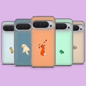 かわいい動物柄のスマホケース、カワイイペット柄のシンプルなカバー。Google Pixel 11、10A、9A、8Pro、6、Samsung Galaxy S26、S25+、S24、A25、A17、iPhone 17に対応。