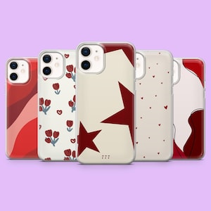 Funda de teléfono de lujo con estética roja carmesí y burdeos para iPhone 16, 15, 14, 13, 12, Samsung S25+, S24, S23, S22, A16, A55, Pixel 9, 8A