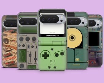 Retro Tech Phone Case Old school Cover for Google Pixel 10, 10Pro, 9, 9Pro, 9A, 8A, 7A, 6A, Samsung S25, S24Fe, S23, A16, A56, iPhone 17, 16
