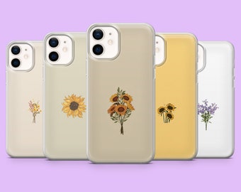Minimalist Phone Case Floral Cute Simple Cover for iPhone 17Pro, 16, 15, 14, 13, 12, Samsung S26, S25, S24, S23, A16, Pixel 11, 10Pro, 9A, 8