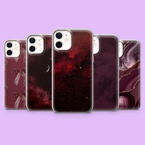 Coque de portable bordeaux esthétique rouge foncé pour iPhone 16, 15, 14, 13, 12, Samsung S25+, S24, S23FE, S22, A16, A55, A25, Pixel 9Pro