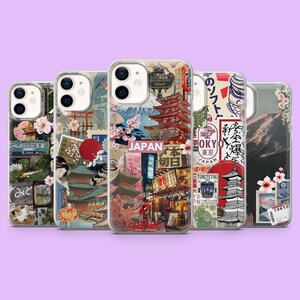 Funda para teléfono con collage japonés y diseño de tablero de estado de ánimo para iPhone 16e, 15, 14, 13, 12, Samsung S25, S24, S23FE, S22, A16, A56 y Pixel 9