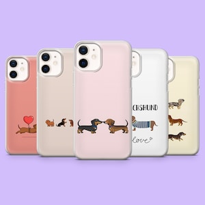 Coque teckel pour iPhone 16 Pro, 15, 14, 13, 12, Samsung S25+, S24, S23, S22, A16, A55, A25, Pixel 9, 8A