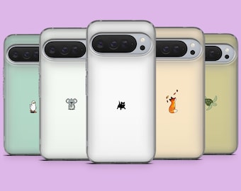 Simple animal Phone Case Minimalist Pet Cover for Google Pixel 10, 10Pro, 9, 9Pro, 9A, 8A, 7, 6A, Samsung S25, S24, S23, A16, A56, iPhone 17
