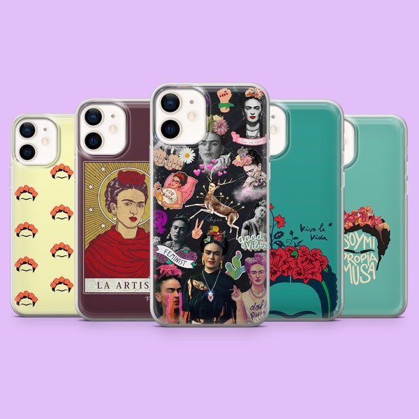 Frida Kahlo Funda de teléfono Icónica mexicana Frieda Kahlo Art Cover iPhone 15, 14, 13, 12, 11, Samsung S24, S23FE, S22, A15, A54, A25, A14, Pixel 8