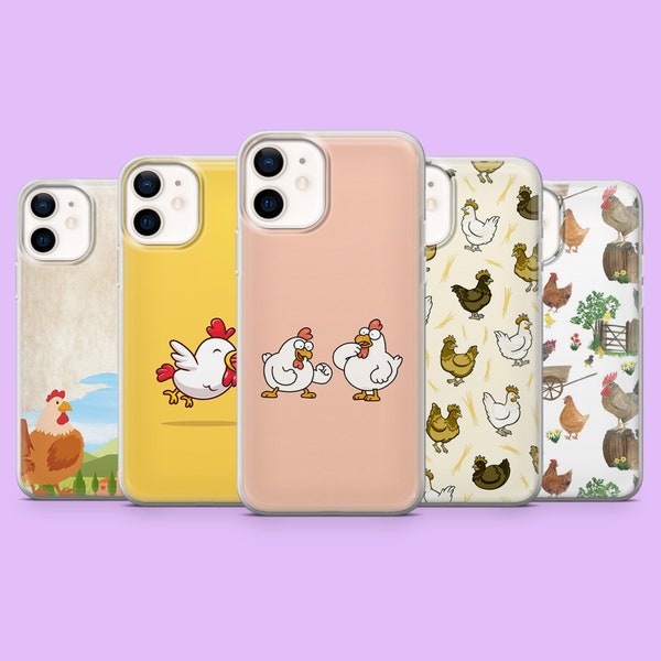 Chicken Phone Case Kawaii Art Cute Animals Cover for iPhone 15Pro, 14, 13, 12, 11,Samsung S24 Ultra, S23FE, S22, A15, A54, A25, A14, Pixel 8