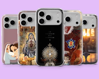 Catholic Phone Case Jesus Sacred Heart Cover for iPhone 17, 16, 15Pro, 14, 13, 12, Samsung S25, S24, S23, S22, A56, A16, A36, Pixel 10, 9Pro