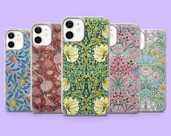 William Morris Phone Case Textile Art Vintage Prints Cover for iPhone 15, 14, 13, 12, 11, Samsung S24Ultra, S23FE, S22, A15, A54,A25,Pixel 8