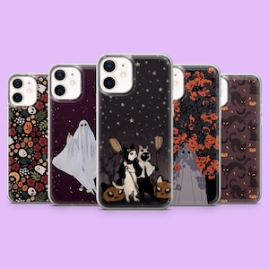 Ghost Phone Case Autumn Halloween Cover for iPhone 17Pro, 16, 15Pro, 14, 13, 12, Samsung S25, S24Fe, S23, S22, A16, Pixel 10Pro XL, 9Pro, 8A