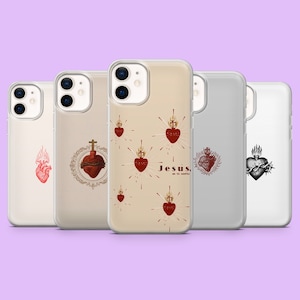 Étui pour téléphone Sacré-Cœur pour iPhone 16 Pro, 15, 14, 13, 12, Samsung S25, S24FE, S23FE, S22, A16, A55, A25, Pixel 9Pro, 8