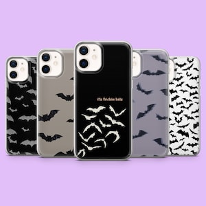 Bat Phone Case Black Gothic Vampire Cover for iPhone 17, 17Air, 16Pro, 15, 14, 13, 12, Samsung S25, S24, S23Fe, A16, A56, Pixel 10Pro, 9A, 8